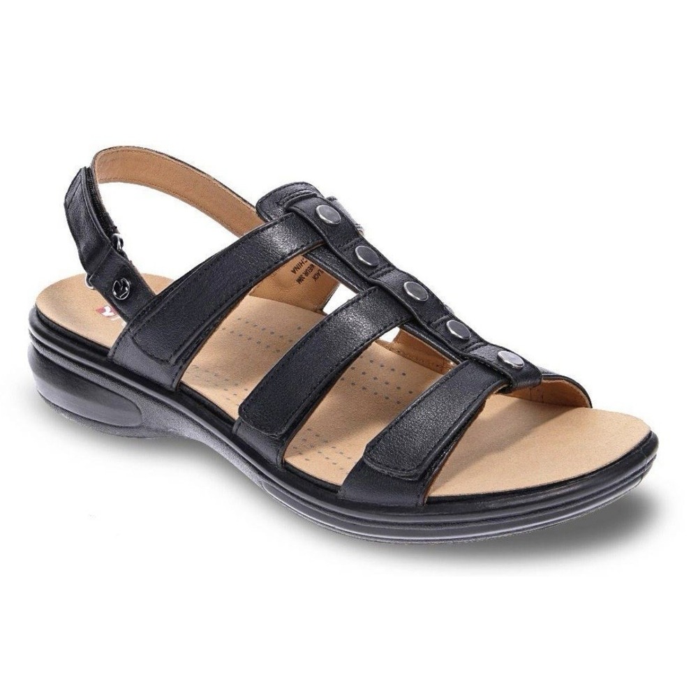 Revere Women's Toledo Black French Sandals US 8M Studded Strappy Comfort